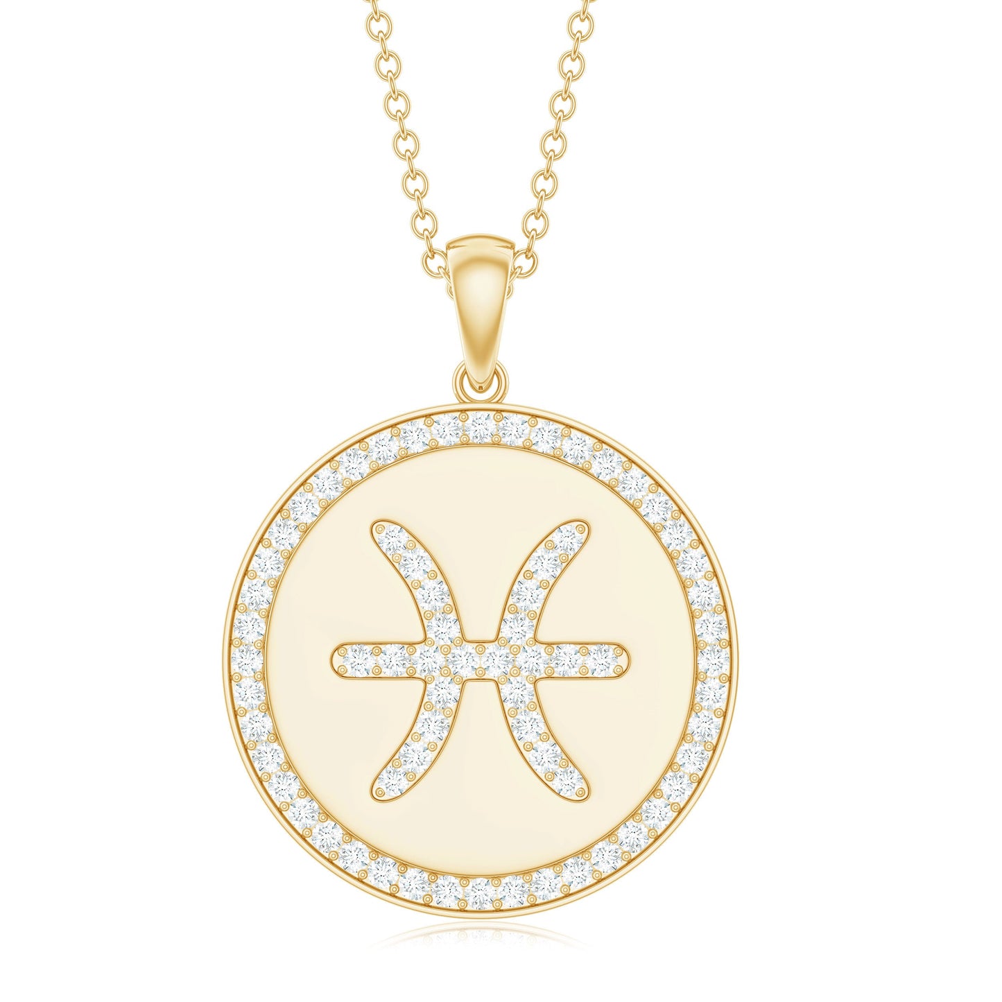 Certified Moissanite Pisces Zodiac Pendant with Disc