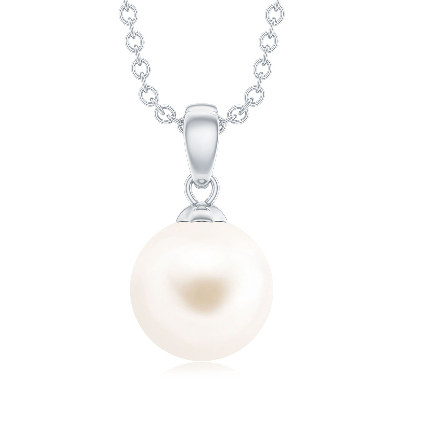 Natural 7.4 Carat Freshwater Pearl Solitaire Drop Necklace With Chain