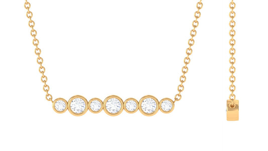 Bezel Set Natural Diamond Horizontal Bar Necklace