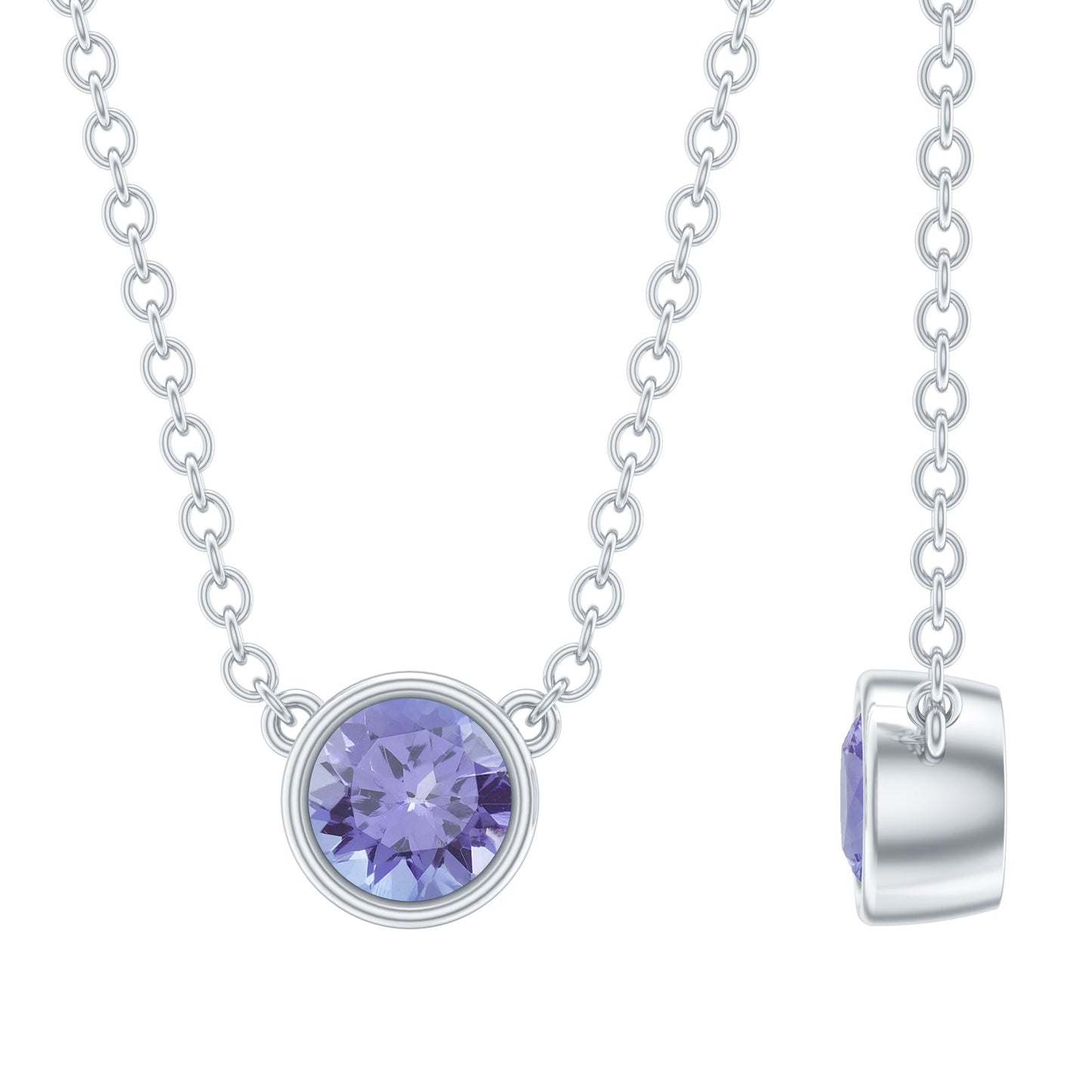 1/2 CT Tanzanite Solitaire Necklace in Bezel Setting
