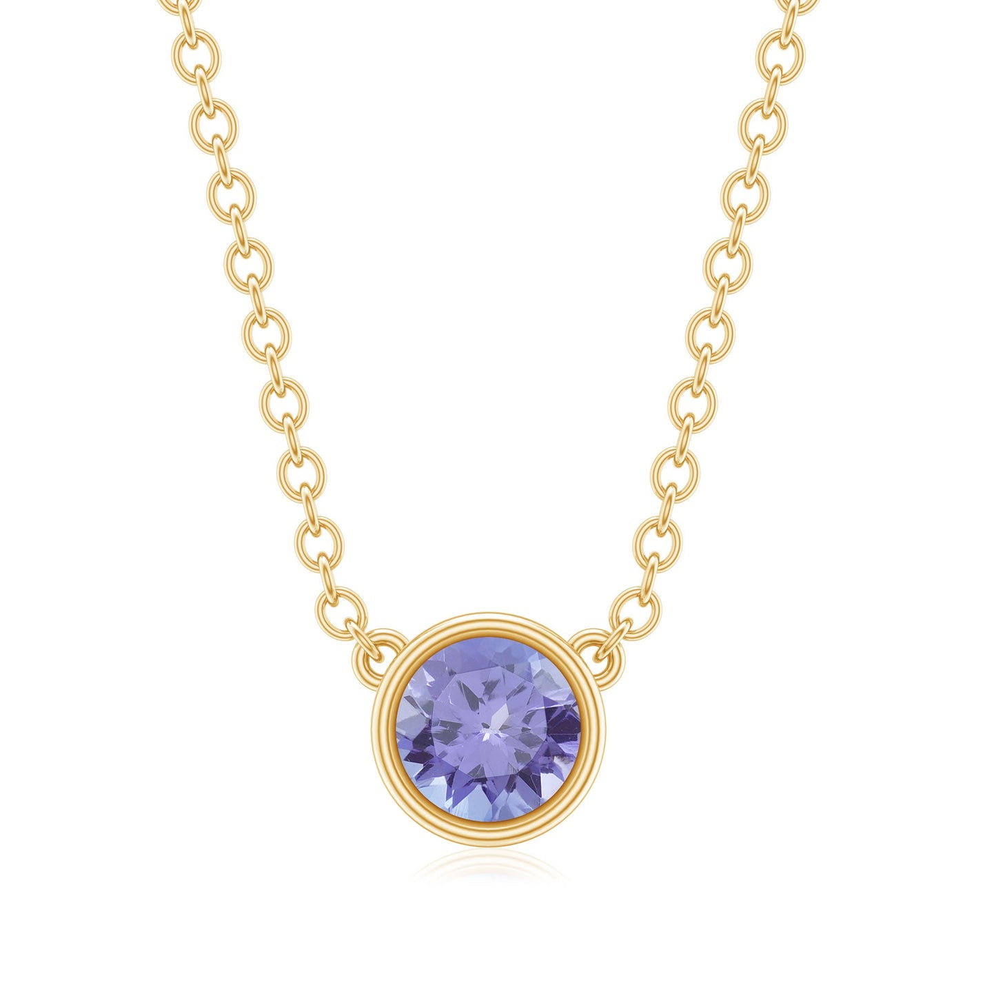 1/2 CT Tanzanite Solitaire Necklace in Bezel Setting