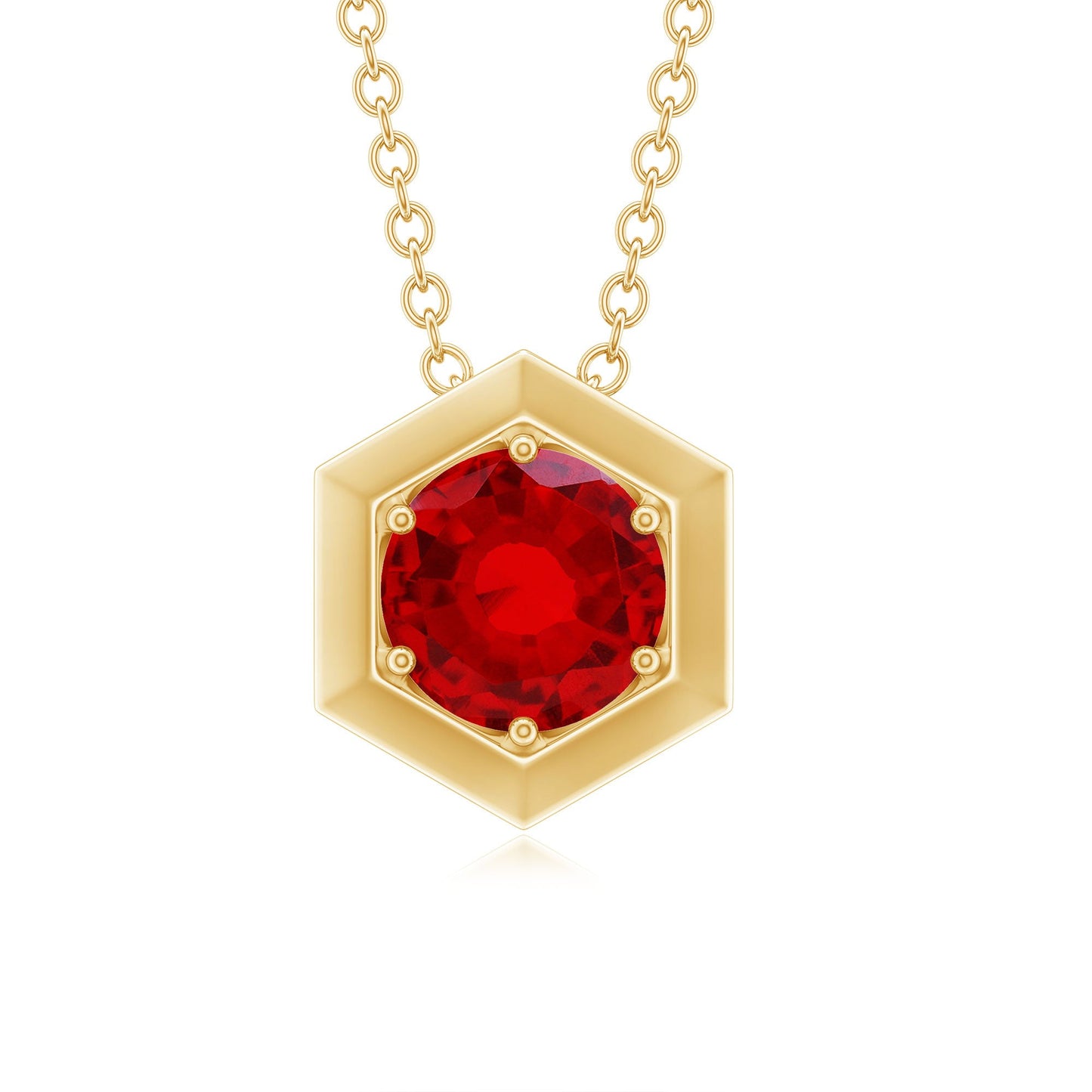 1.37 Carat Lab Created Ruby Solitaire Pendant Necklace
