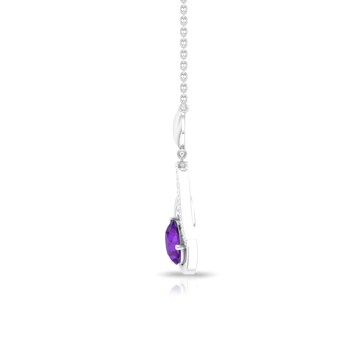 Certified 1.2 Carat Amethyst Heart Necklace with Diamond