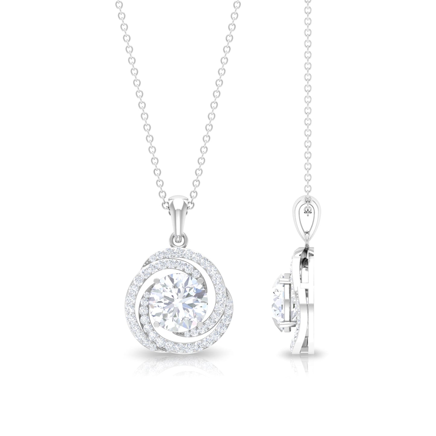 2 CT Certified Moissanite Swirl Pendant Necklace
