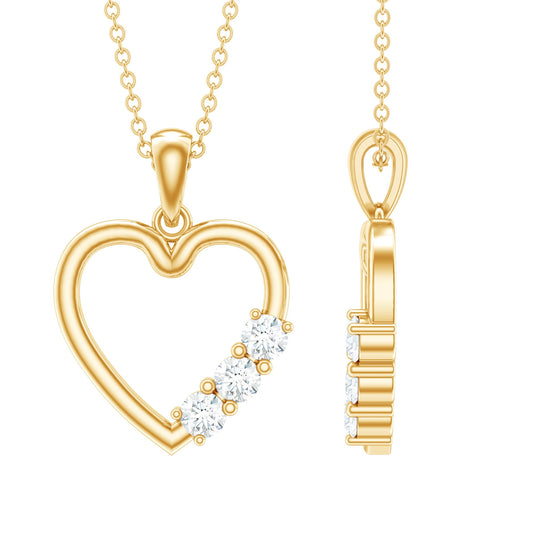 Simple Moissanite Open Heart Pendant Necklace