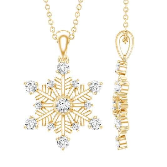 Certified Classic Moissanite Snowflake Pendant Necklace With Chain