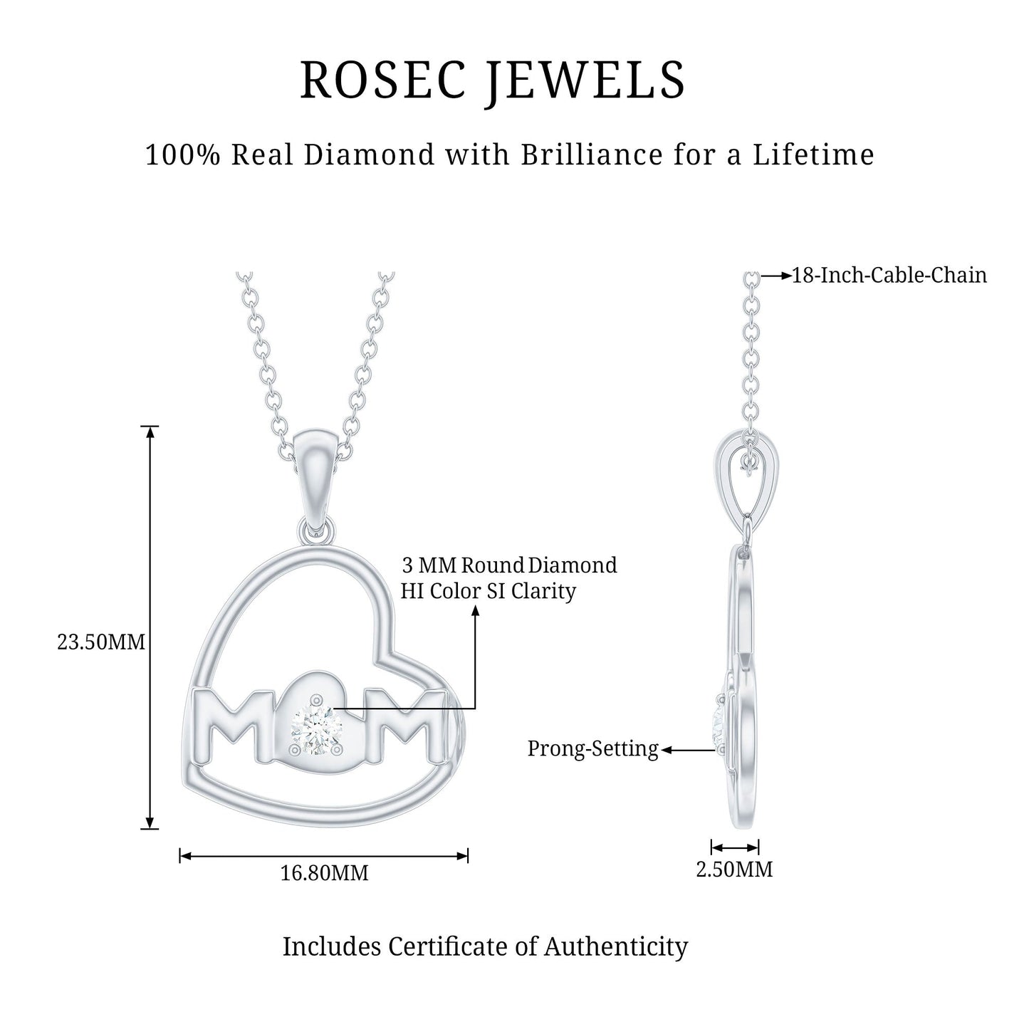 MOM Necklace with Natural Diamond
