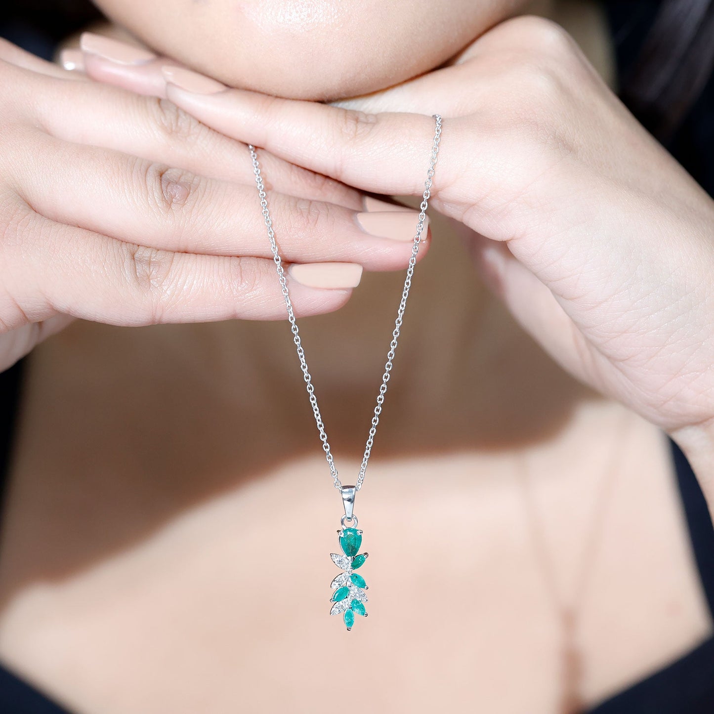 Genuine Emerald and Diamond Designer Bridal Necklace