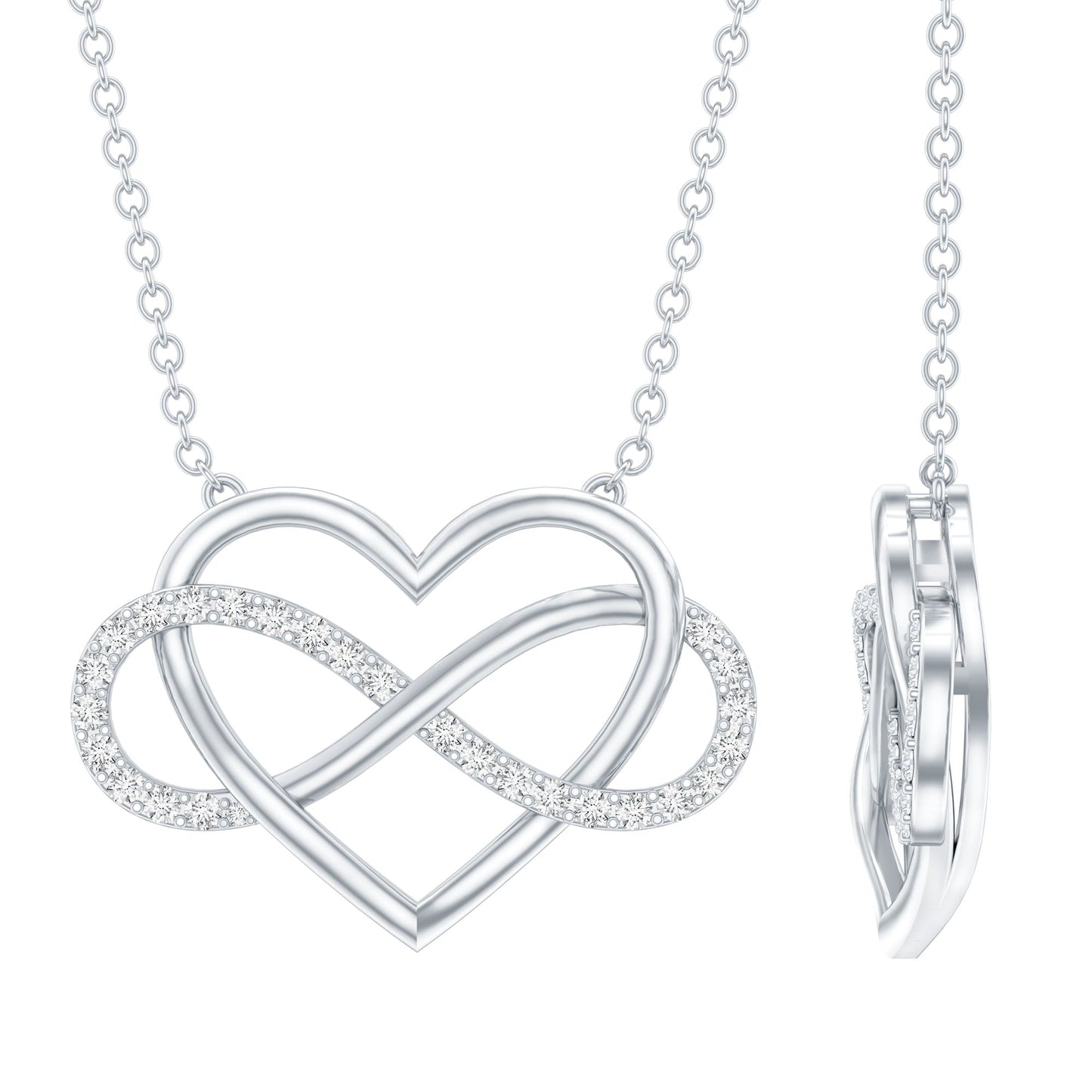 Moissanite Infinity Heart Necklace In Sterling Silver