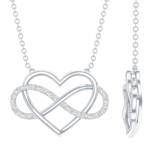 Moissanite Infinity Heart Necklace In Sterling Silver
