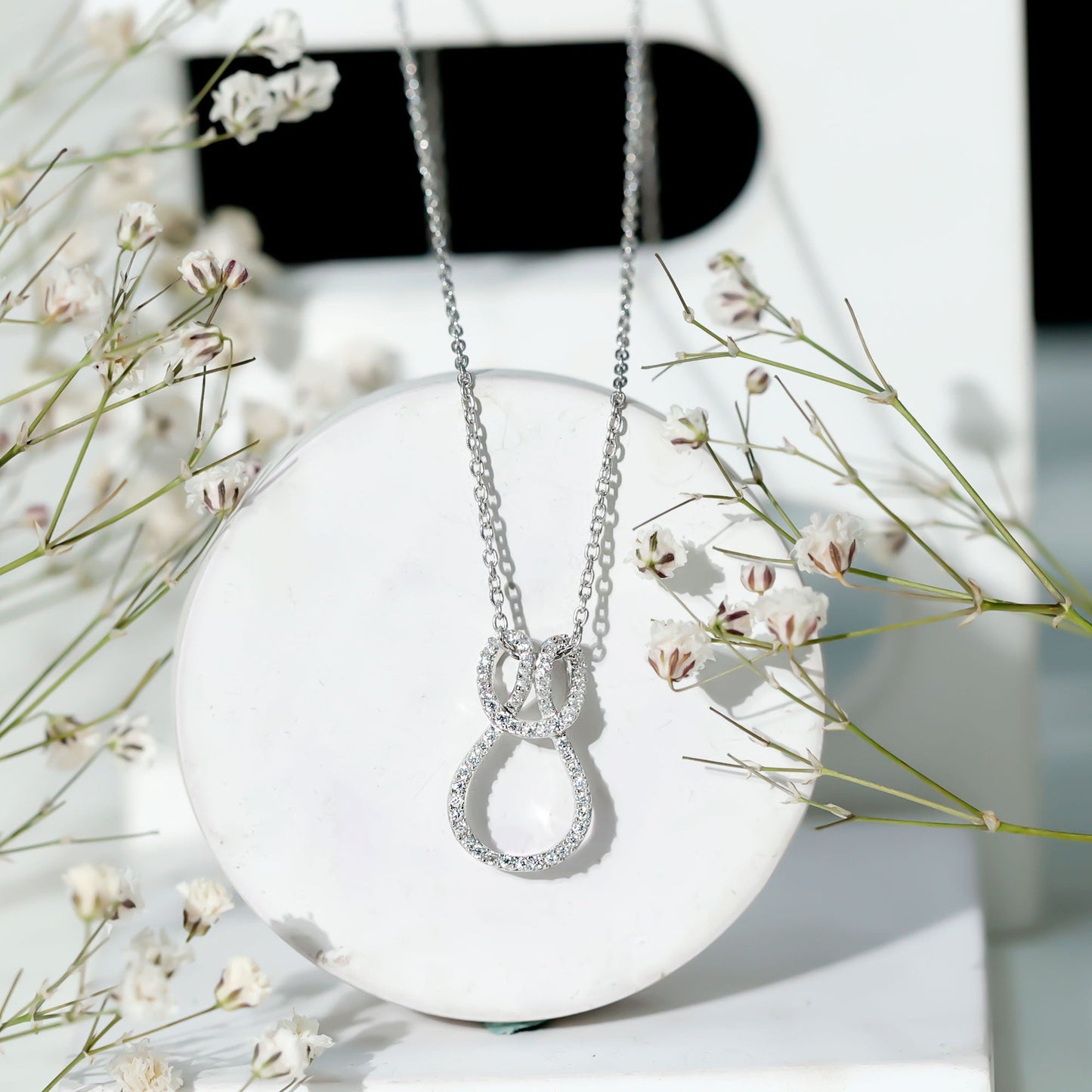 Classic Moissanite Twisted Infinity Pendant Necklace