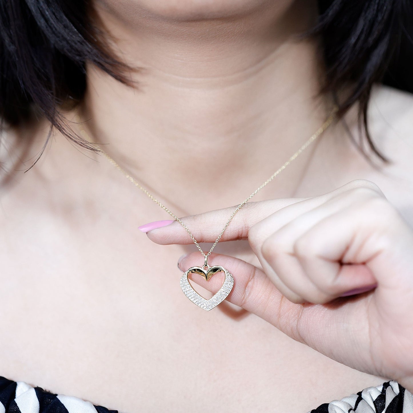 Certified Moissanite Heart Bridal Necklace With Chain