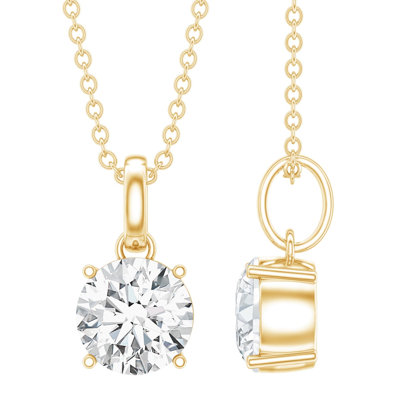 1.36 Carat Round Moissanite Solitaire Pendant Necklace in Prong Setting
