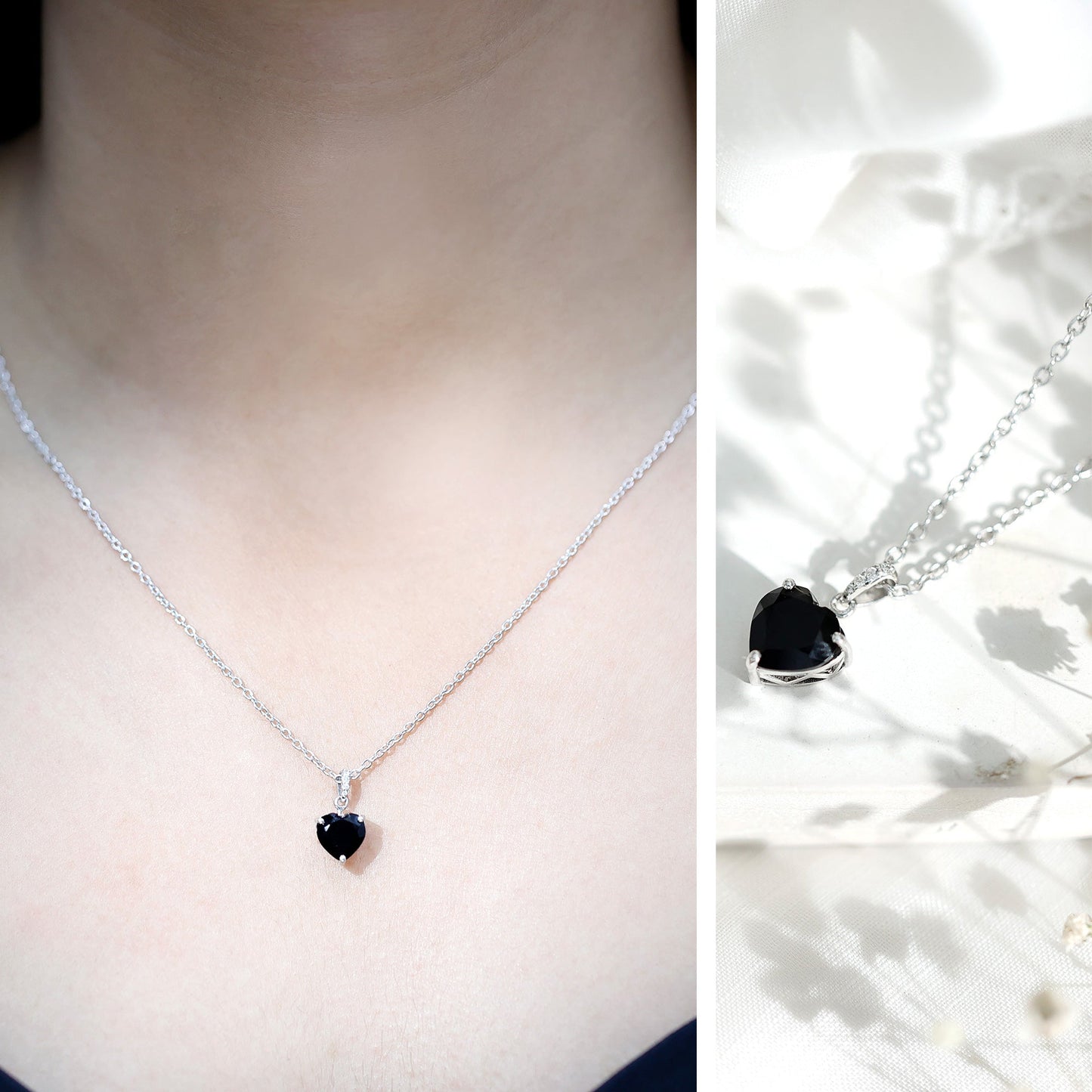 2 Carat Black Onyx Heart Pendant with Diamond