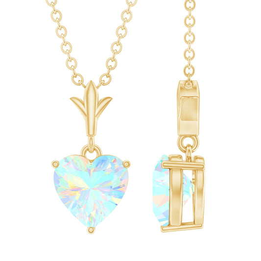 0.75 Carat Heart Shape Ethiopian Opal Necklace With Chain