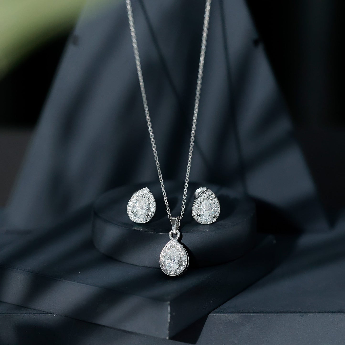 Certified Moissanite Teardrop Jewelry Set