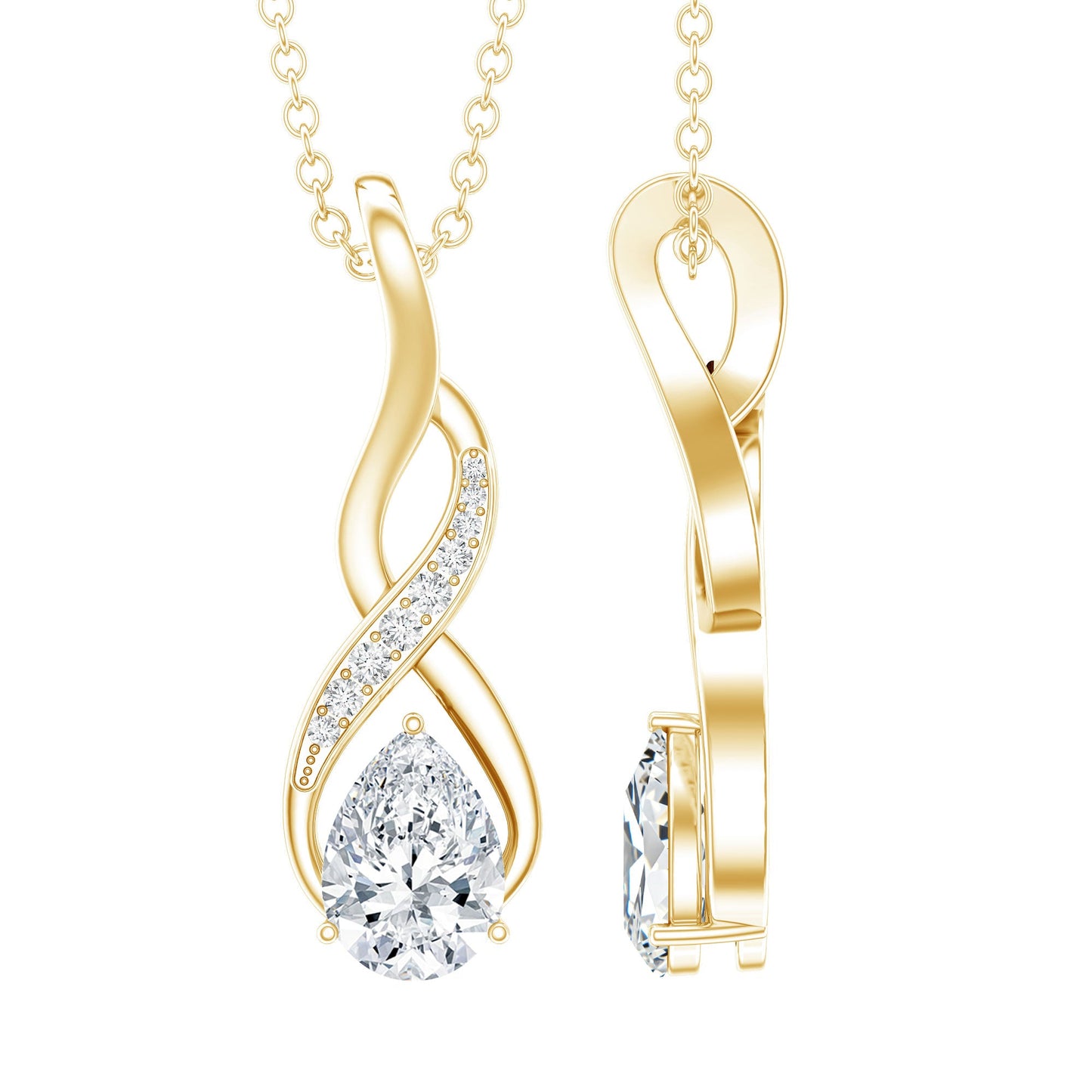 Certified Pear Shape Moissanite Infinity Pendant for Women