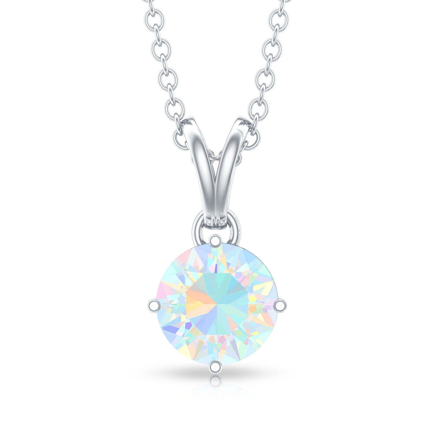1/2 CT Round Cut Ethiopian Opal Solitaire Pendant