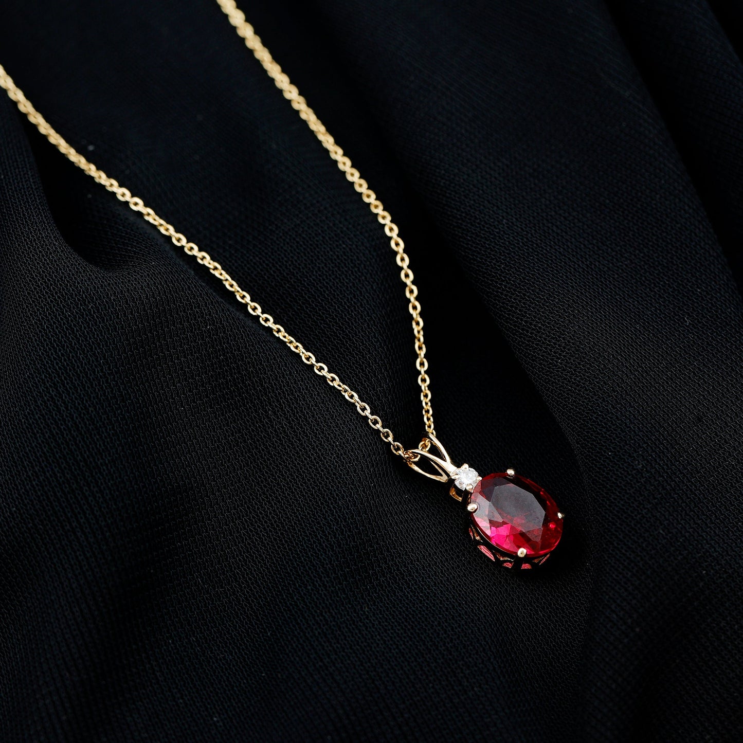4 Carat Lab Created Ruby Bridal Necklace with Chain