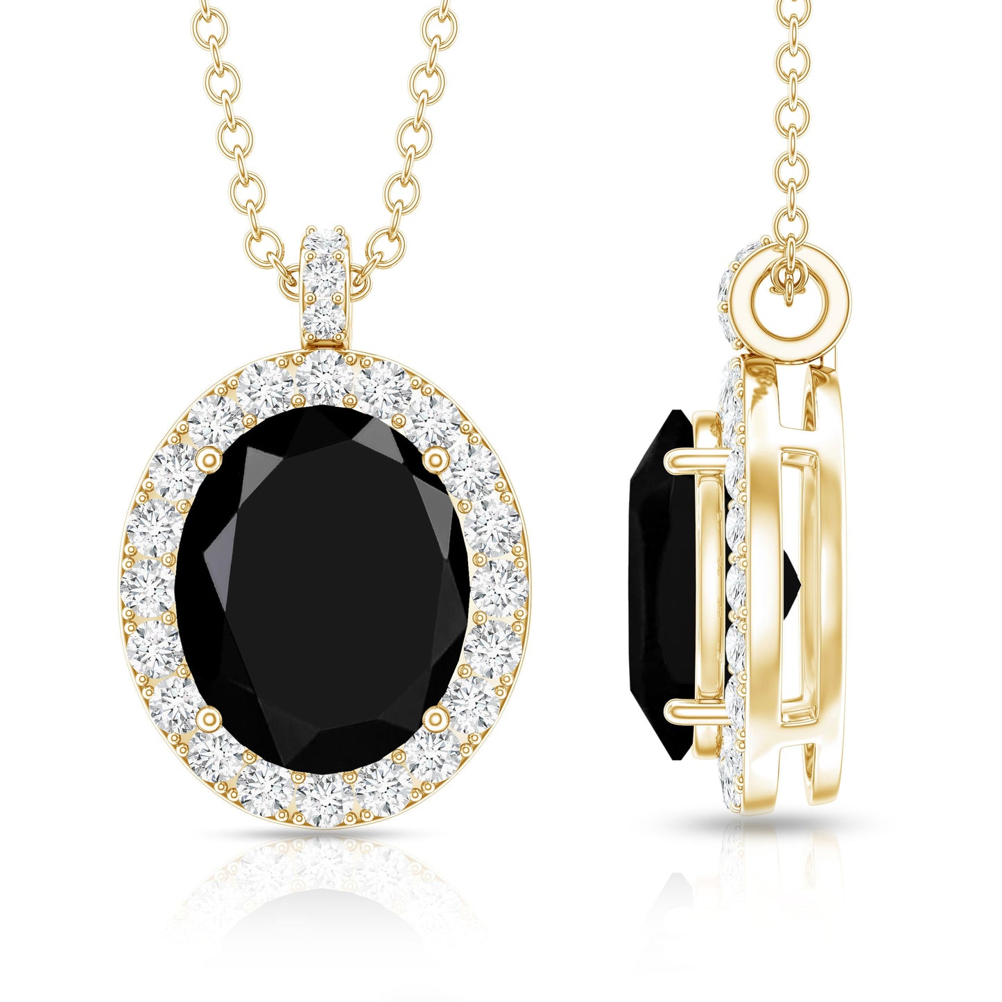 4.2 Carat Oval Shape Lab Created Black Diamond Statement Necklace