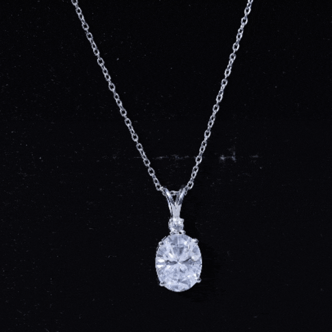 3.5 Carat Oval Moissanite Solitaire Necklace with Silver Chain
