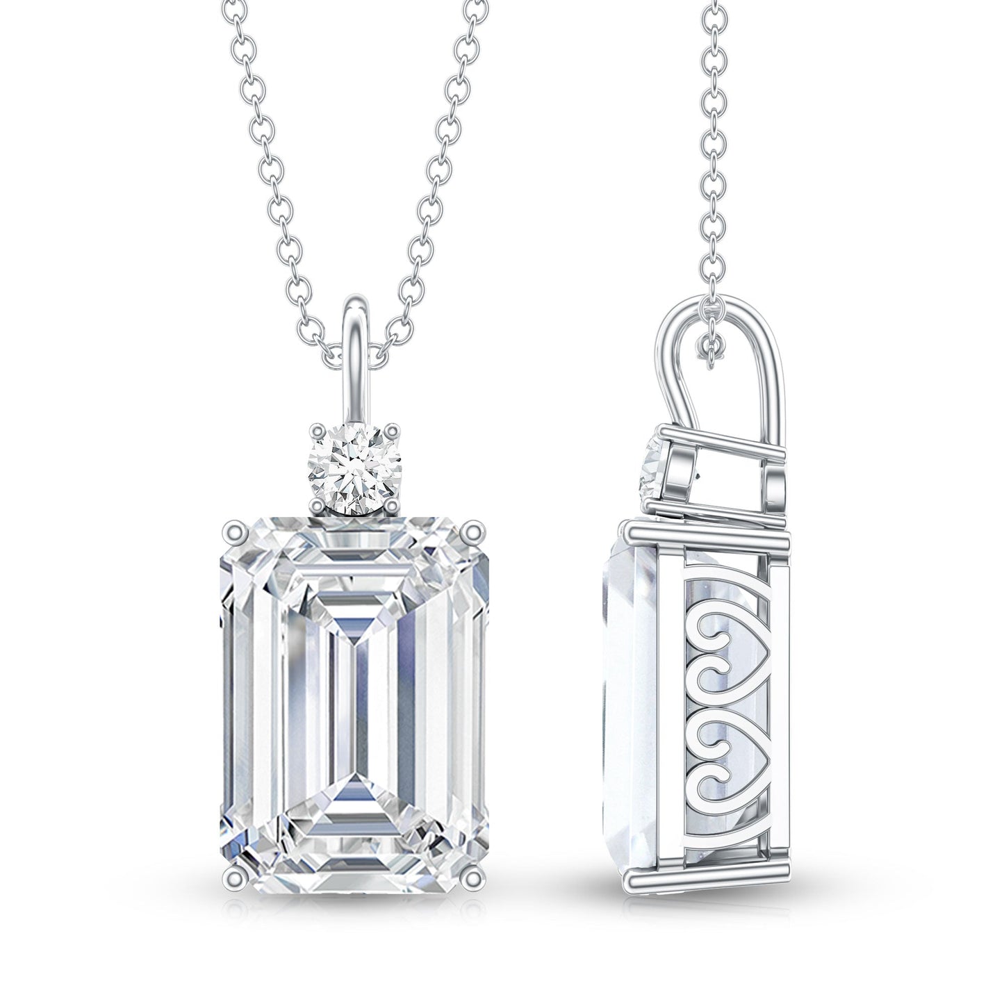 Certified 4.5 Carat Emerald Cut Moissanite Pendant for Women