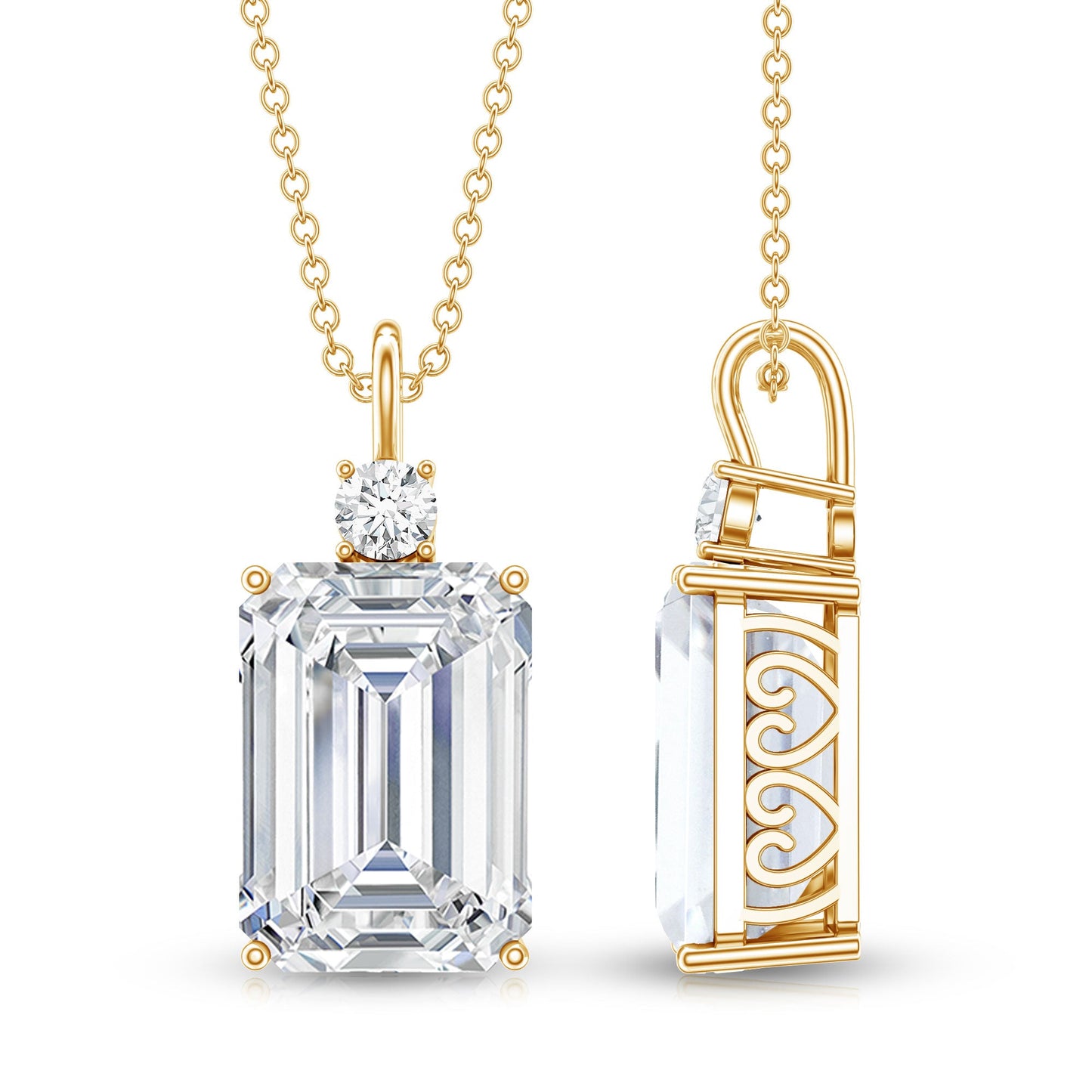 Certified 4.5 Carat Emerald Cut Moissanite Pendant for Women