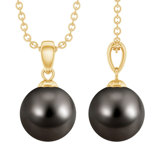 7.5 Carat Black Tahitian Pearl Solitaire Pendant Necklace