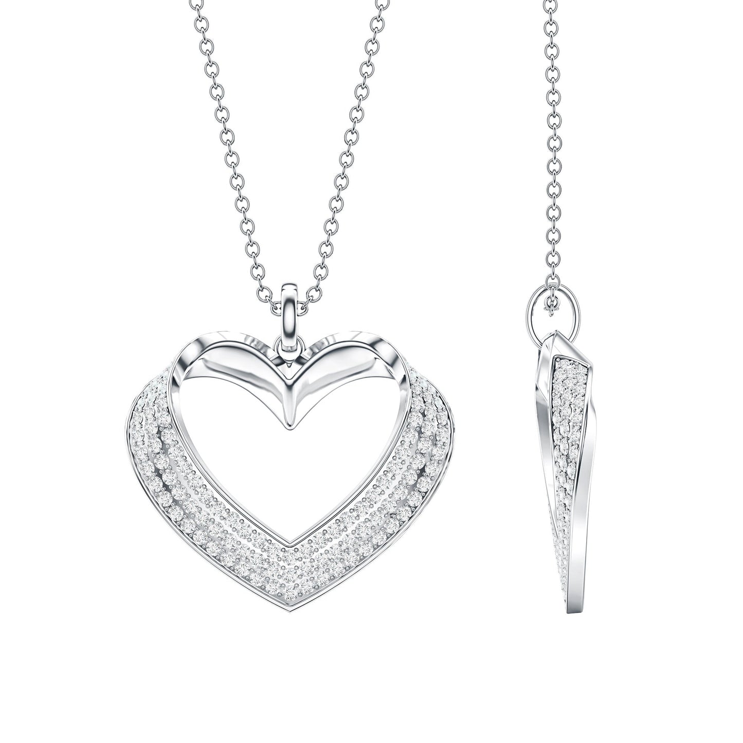 Pave Set Lab Grown Diamond Heart Necklace For Women