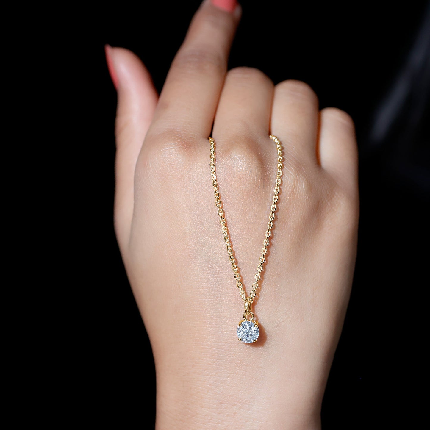 Lab Grown 1.2 Carat Single Diamond Necklace For Women