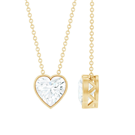 Bezel Set 2 Carat Lab Grown Diamond Heart Locket Necklace for Women