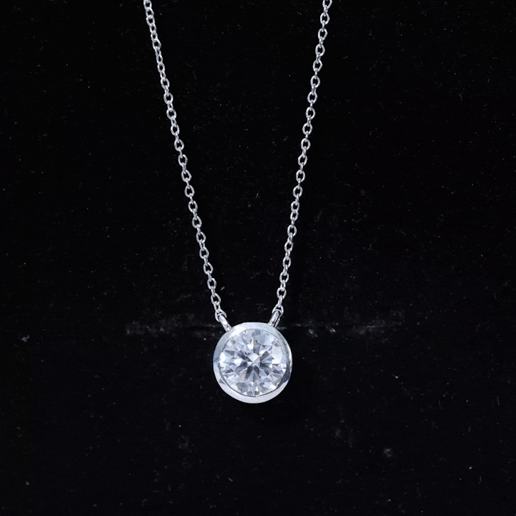 Bezel Set 1.2 Carat Lab Grown Diamond Solitaire Stackable Necklace