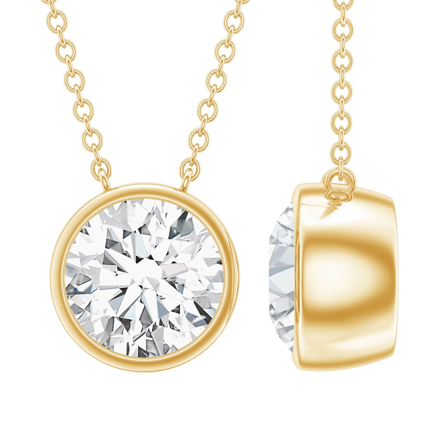 Bezel Set 1.2 Carat Lab Grown Diamond Solitaire Stackable Necklace