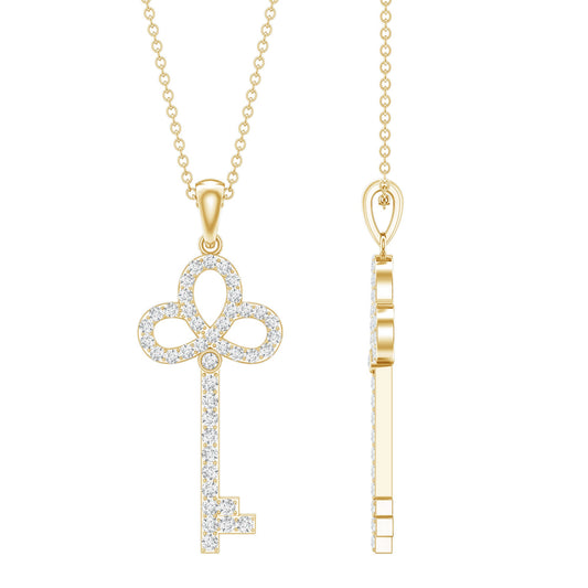 Certified Lab Created Diamond Key To My Heart Necklace