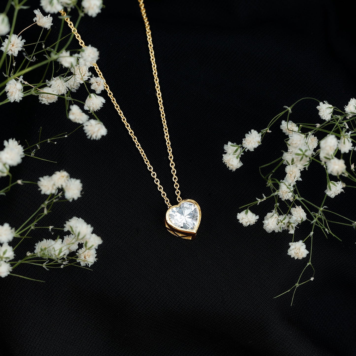 2 Carat Heart Shape Moissanite Solitaire Necklace in Bezel Setting