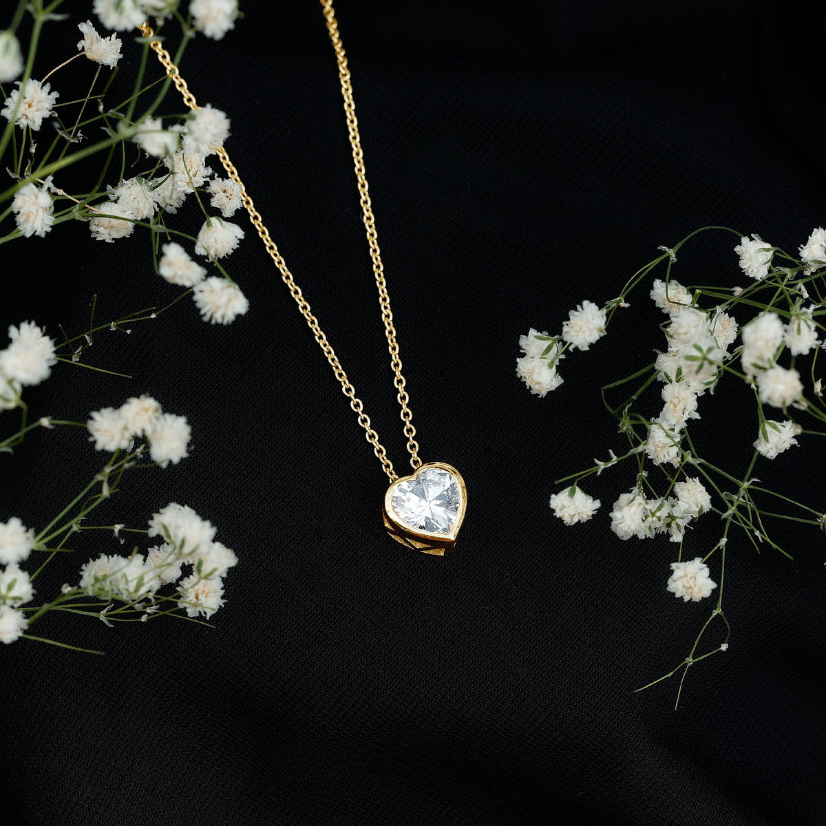 2 Carat Heart Shape Moissanite Solitaire Necklace in Bezel Setting