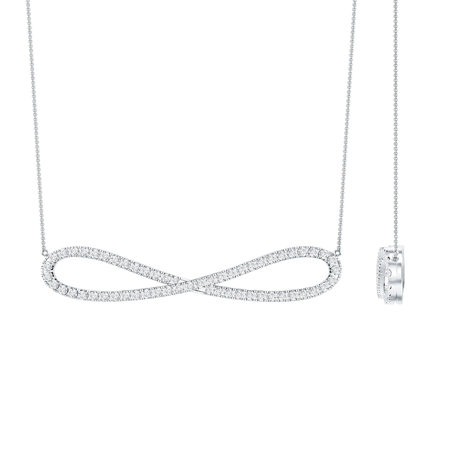 Pave Set Moissanite Infinity Necklace with Certificate