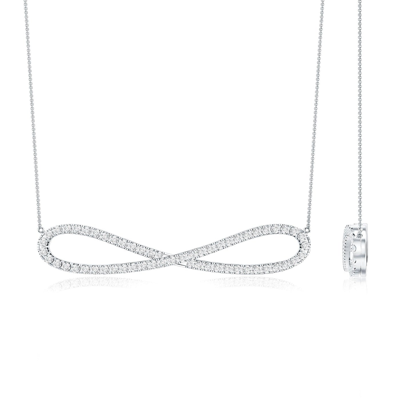 Pave Set Moissanite Infinity Necklace with Certificate
