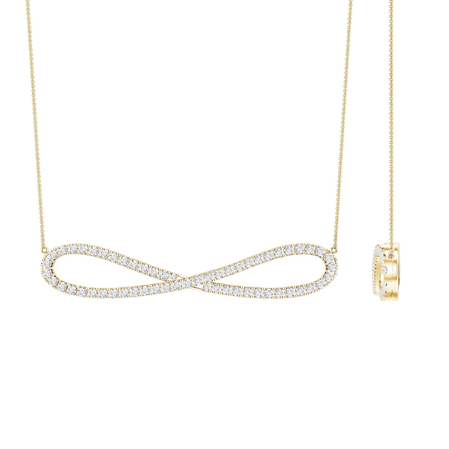 Pave Set Moissanite Infinity Necklace with Certificate