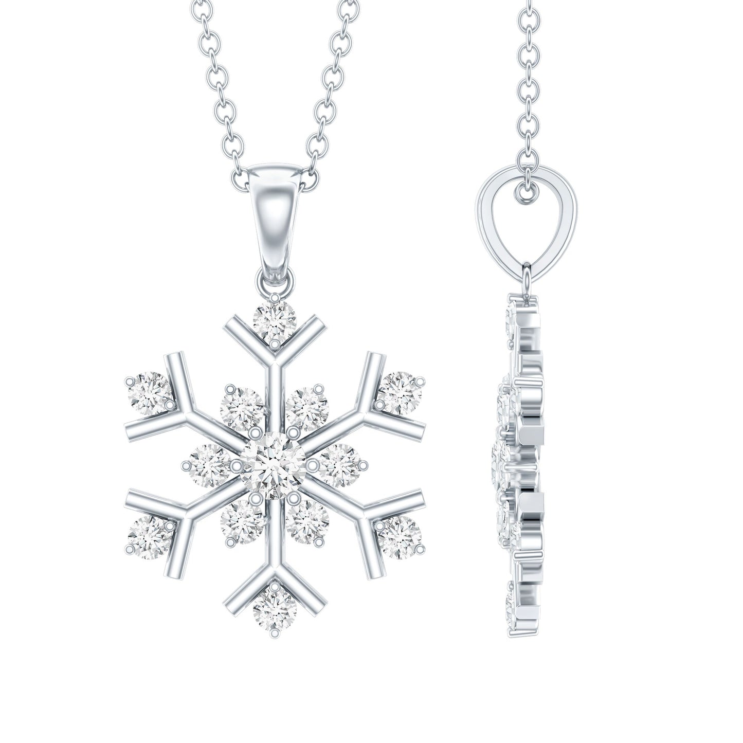 Certified Moissanite Snowflake Pendant Necklace for Women