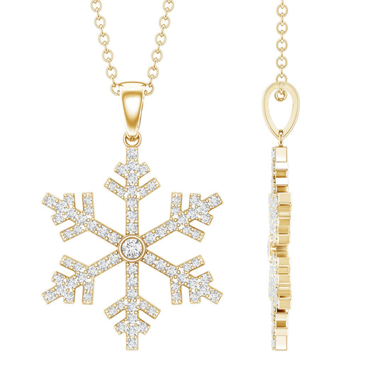 Certified Moissanite Frozen Snowflake Pendant Necklace