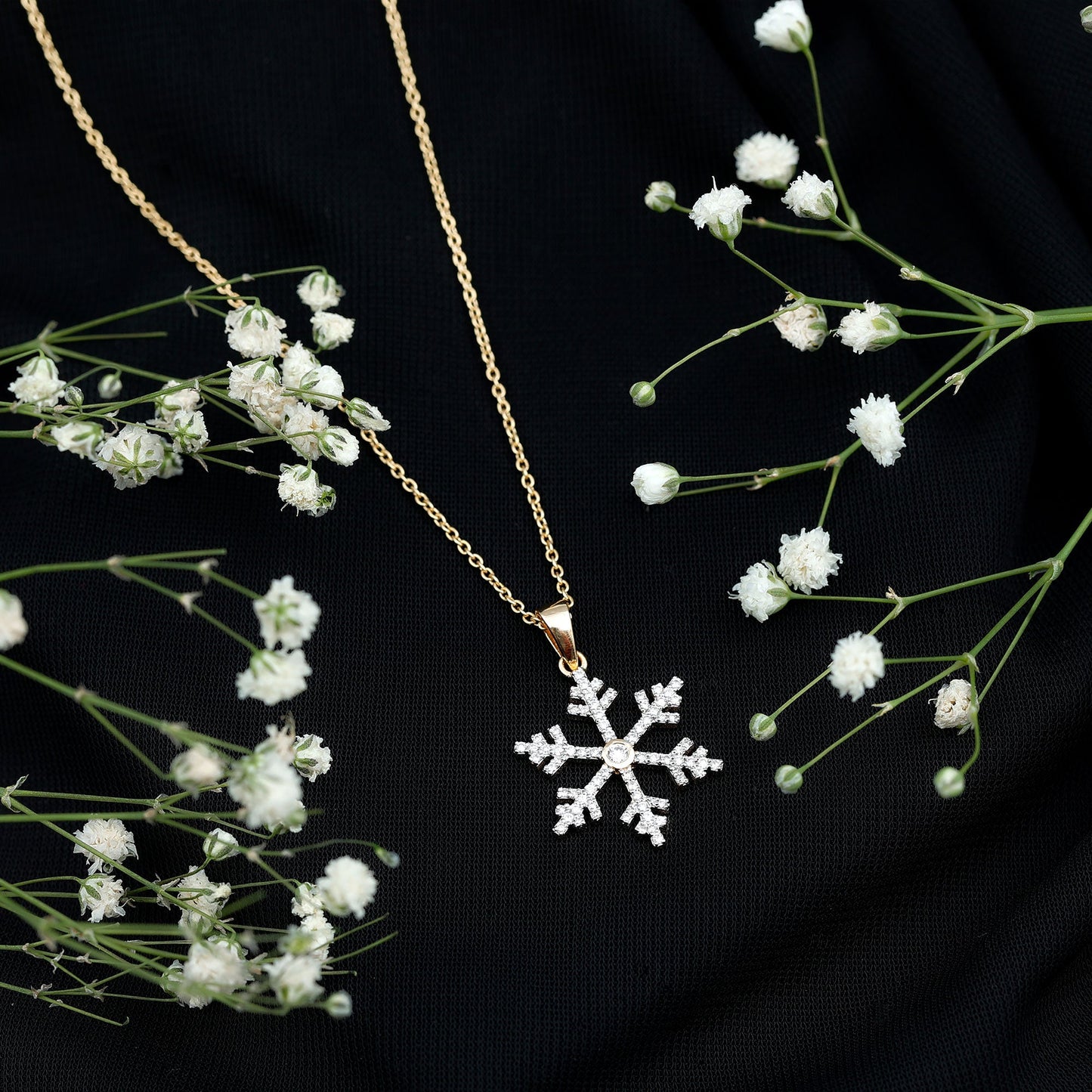 Certified Moissanite Frozen Snowflake Pendant Necklace