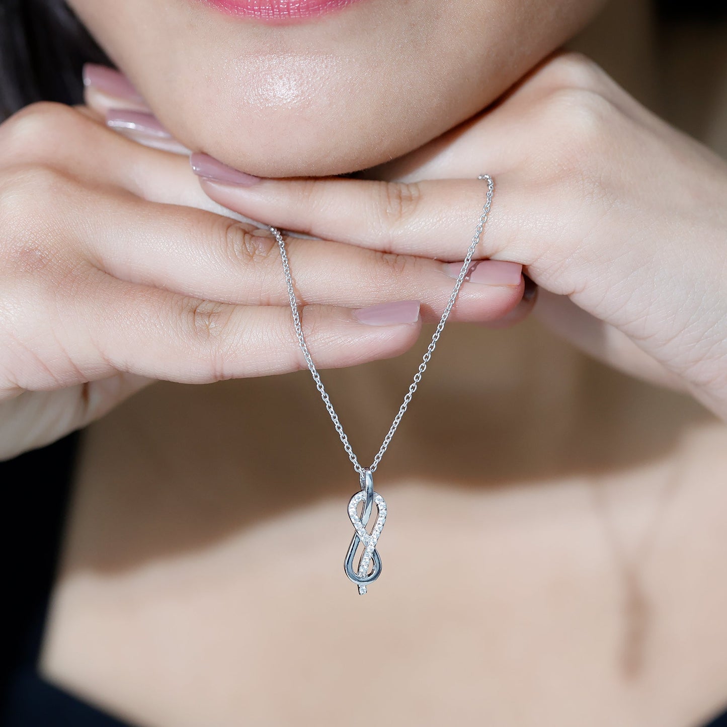 Certified Moissanite Infinity Pendant Necklace with Chain