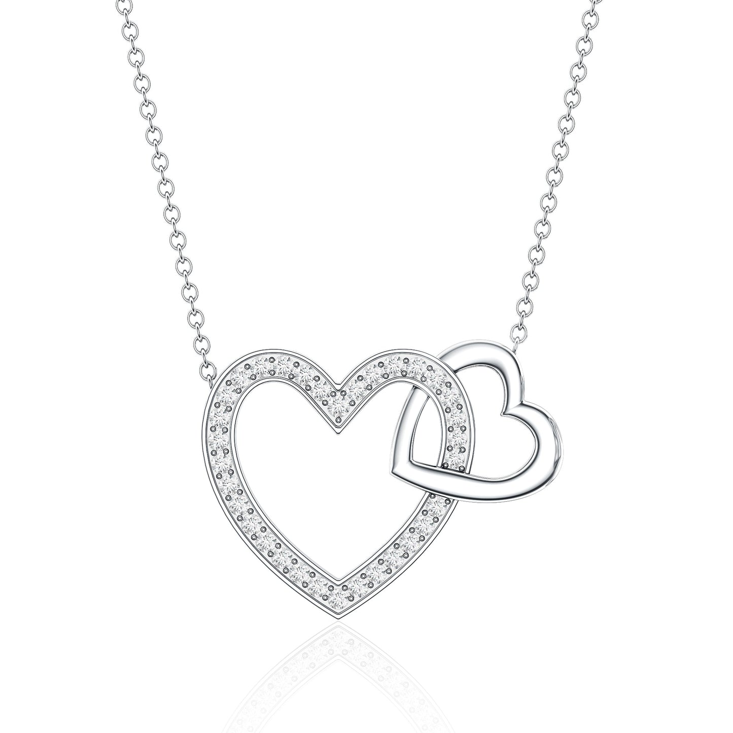 Certified Moissanite Double Heart Necklace for Women