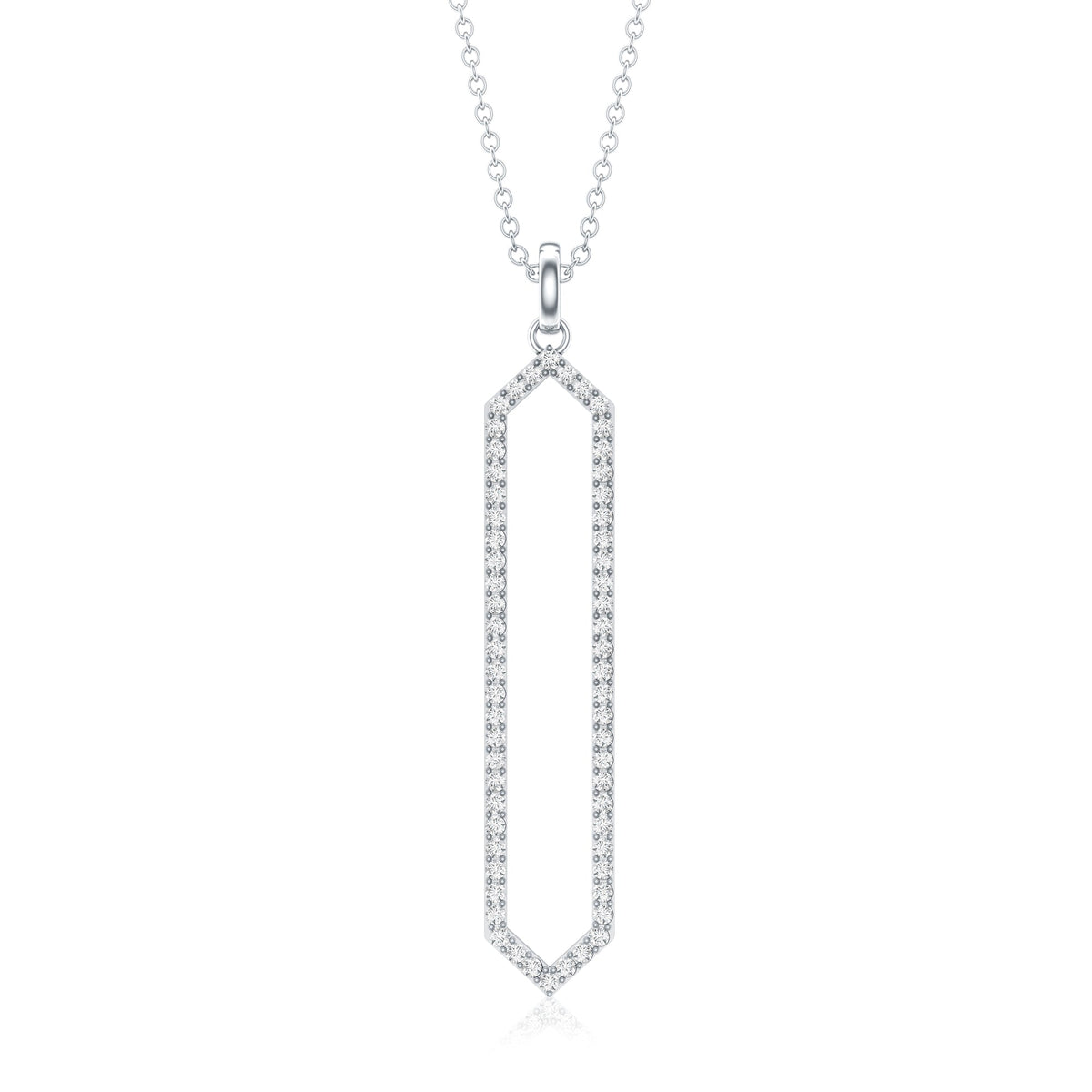 Elongated Hexagonal Moissanite Pendant Necklace with Certificate