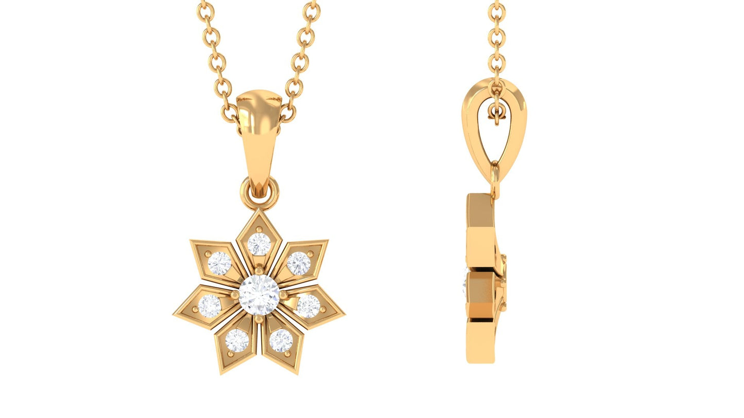 Certified Moissanite Flower Pendant