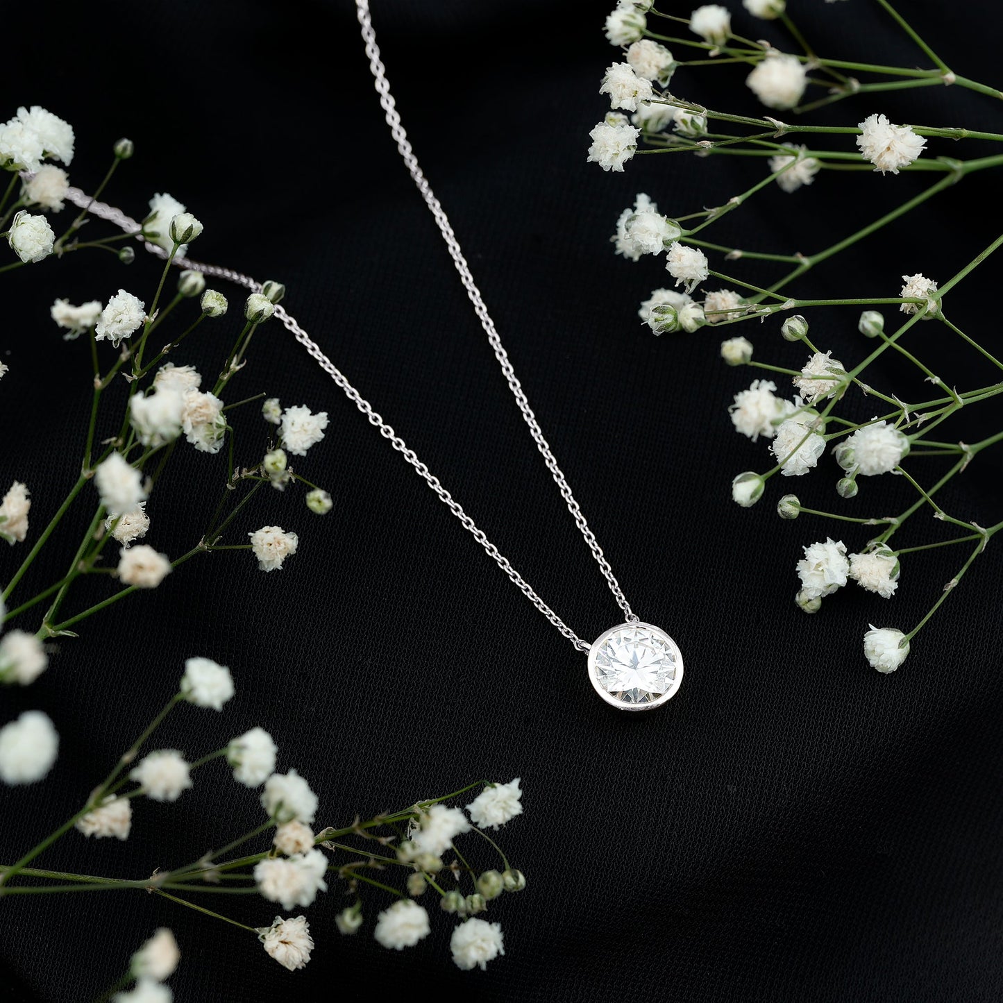 2 Carat Certified Moissanite Solitaire Necklace in Bezel Setting