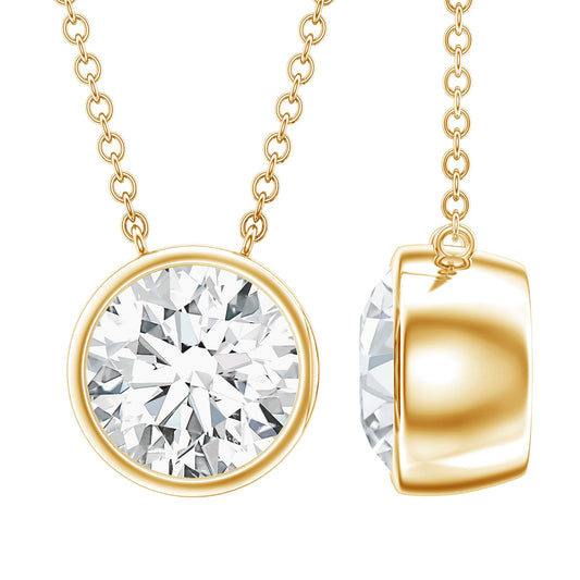 2 Carat Certified Moissanite Solitaire Necklace in Bezel Setting