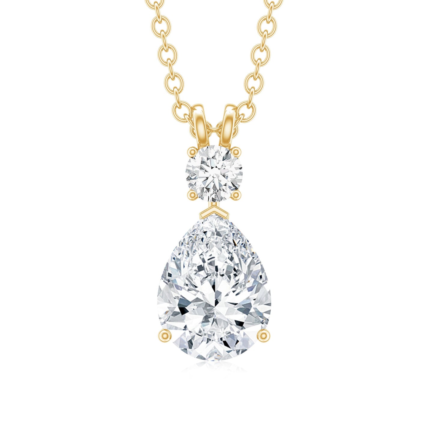 Certified Round and Pear Shaped Moissanite Two Stone Pendant