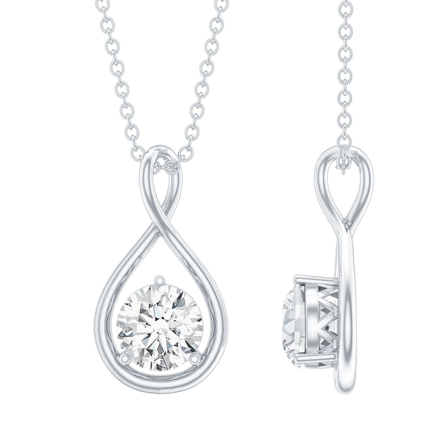 0.9 Carat Solitaire Moissanite Infinity Pendant with Certificate